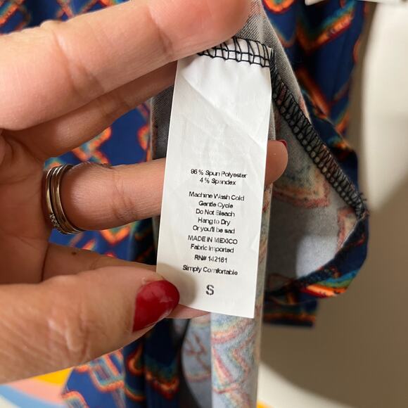 Lularoe Julia Sheath Midi Dress Printed Short Sleeve Women Blue Geometric S NWT - Picture 5 of 6